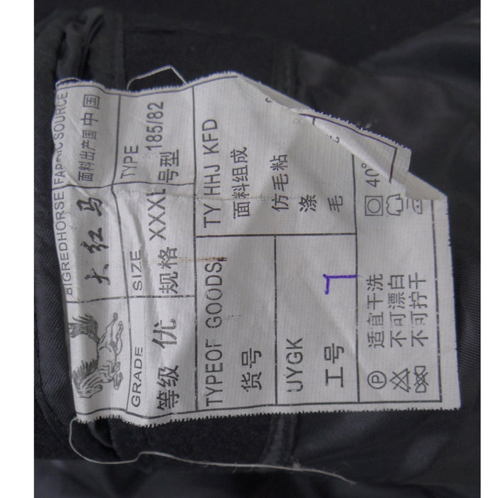 Dahongma Bigredhorse Mens Black Wool Blend Car Coat Overcoat Size XXXL 185/823