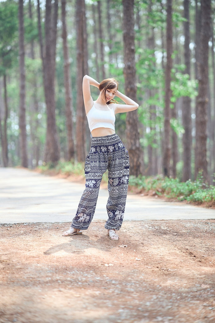 Dark Blue Elephant Harem Pants - Lannaclothesdesign Shop