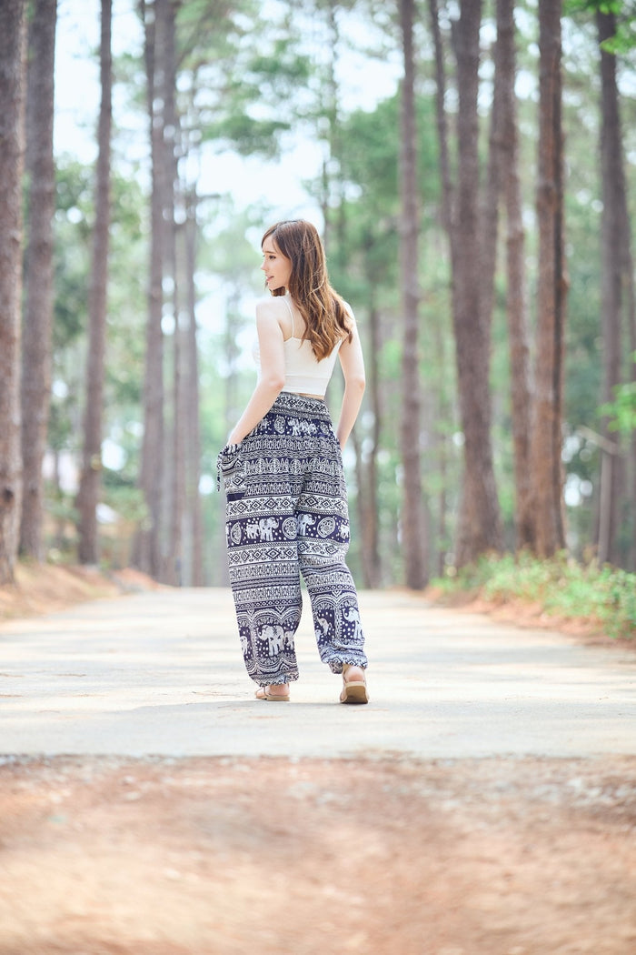 Dark Blue Elephant Harem Pants - Lannaclothesdesign Shop