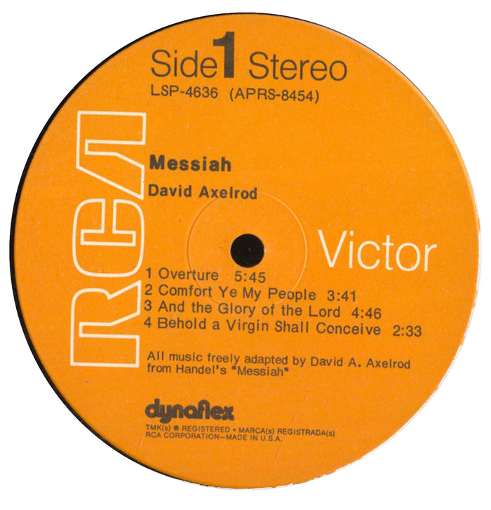 David Axelrod's Rock Interpretation Of Handel's Messiah (1st, US Press)
