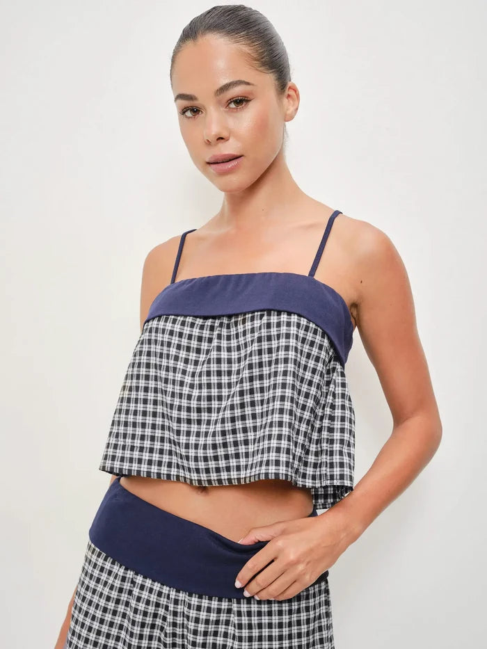 Deanna Gingham Contrast Top
