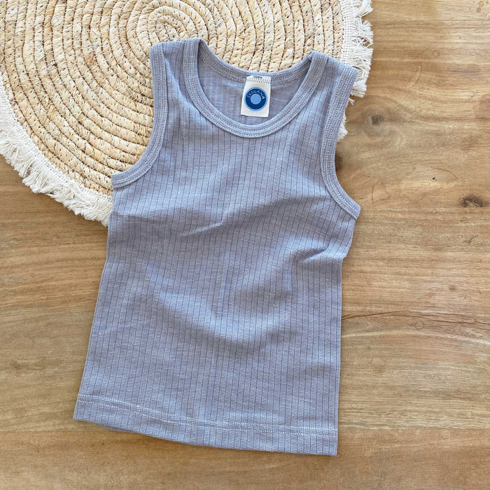 Débardeur enfant laine mérinos, soie & coton bio Cosilana – Gris clair