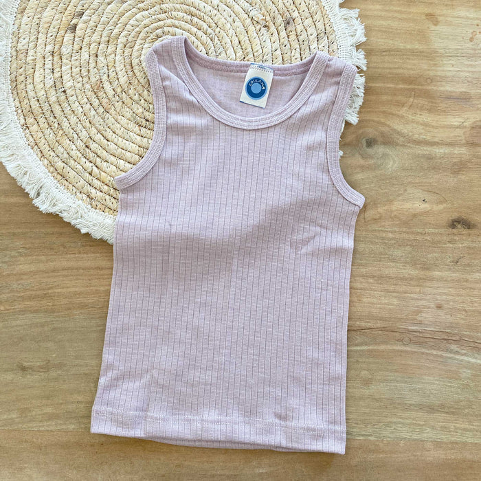 Débardeur enfant laine mérinos, soie & coton bio Cosilana – Poudre