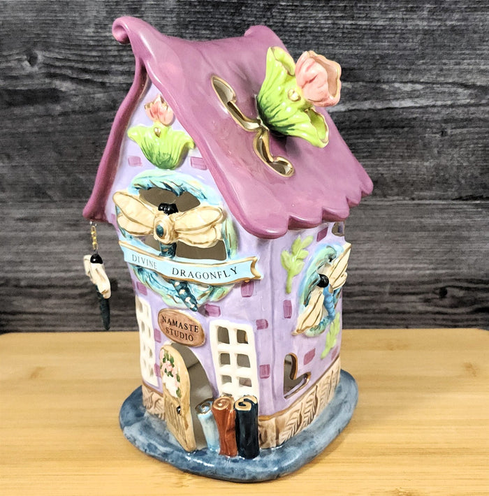 Devine Dragon Fly Candle House Tealight Holder Heather Goldminc Blue Sky Ceramic