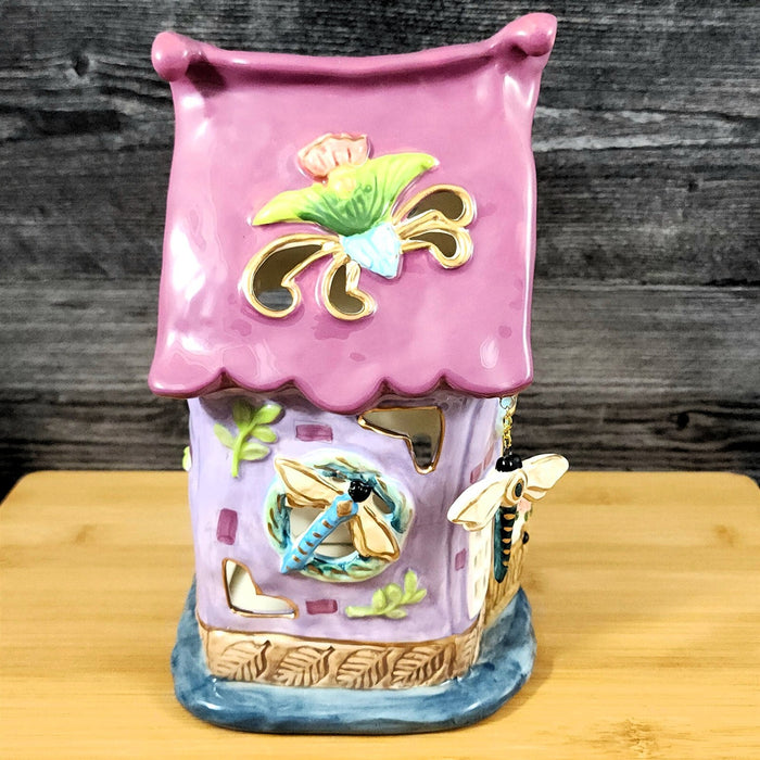 Devine Dragon Fly Candle House Tealight Holder Heather Goldminc Blue Sky Ceramic
