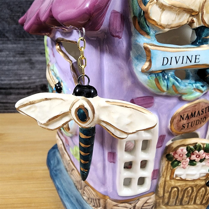 Devine Dragon Fly Candle House Tealight Holder Heather Goldminc Blue Sky Ceramic