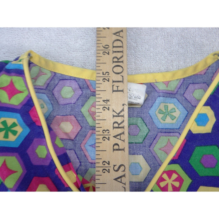 Dickies Womens XS Scrub Top Purple Geometric Hexagon Mock Wrap V Neck Back Tie4