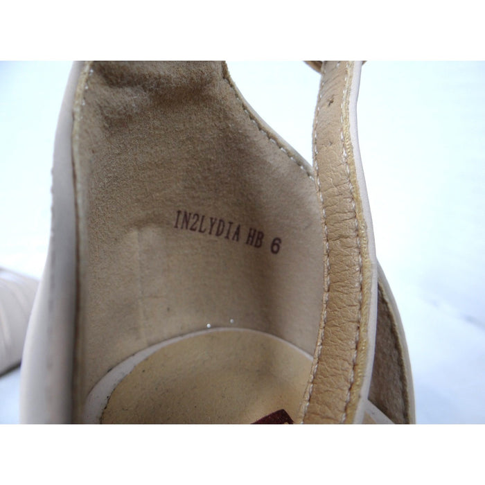 DIDIFU Women's Beige Strappy Kitten Heel Ankle Strap Sandals Size 66