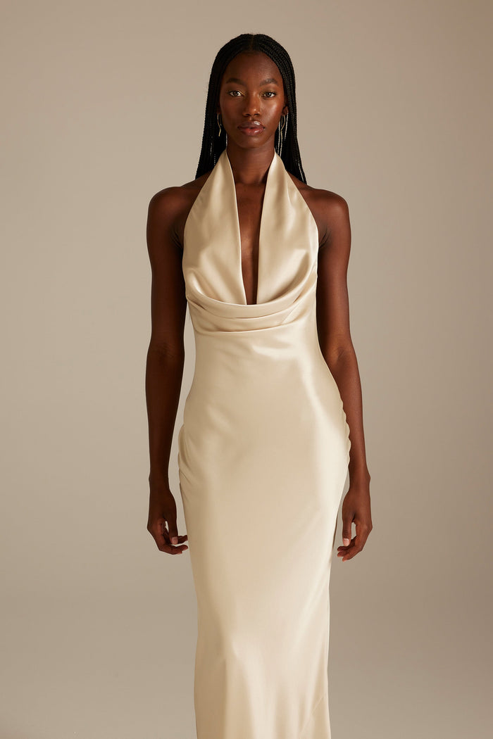 Dillon Halter Champagne Bridesmaid Dress_XS_