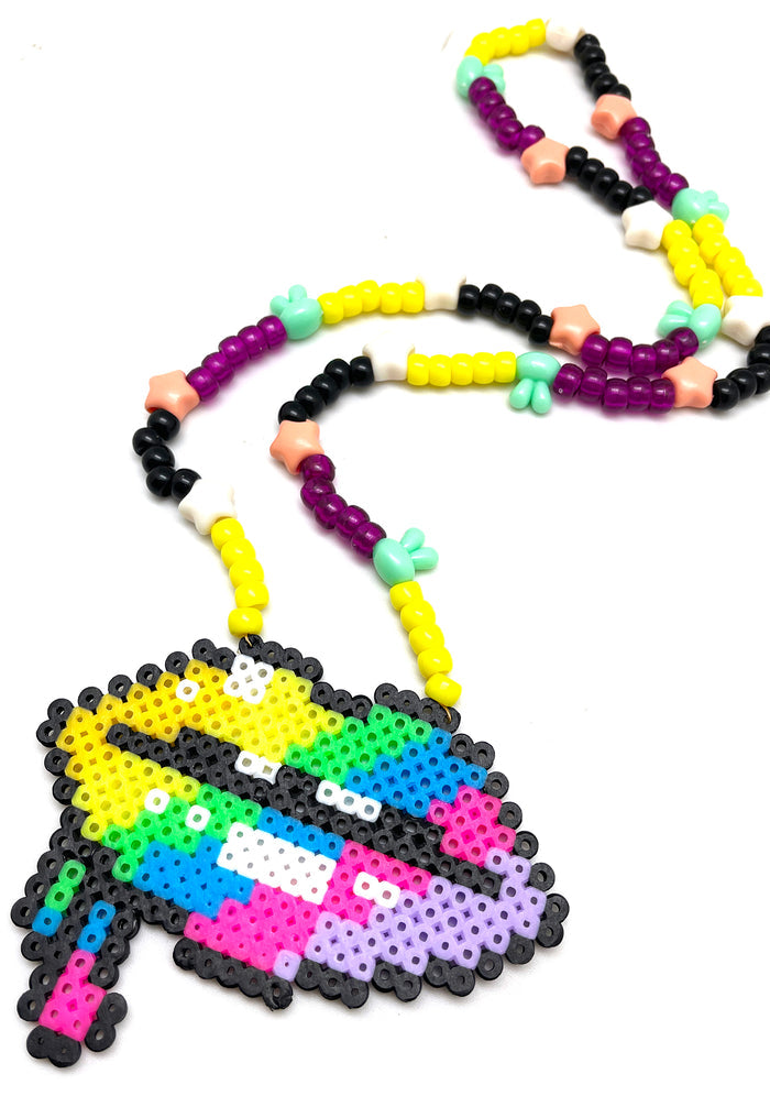LASR Disko Kiss Lips Rave Kandi Necklace — product view