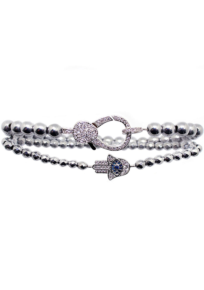 7 LUXE Divine Hamsa Bracelet Set in Silver