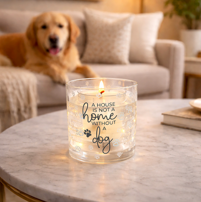 Dog - 5 oz Refillable Soy Wax Candle with LED
