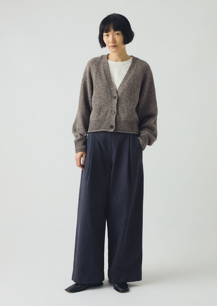 Donegal Wool V Neck Cardigan | Smoke