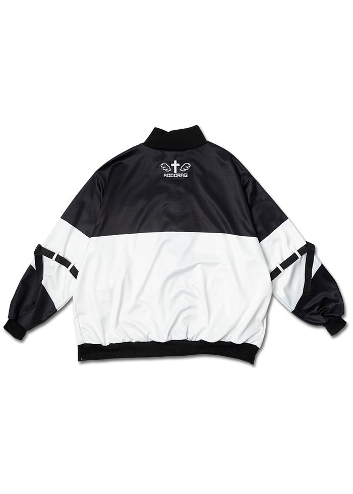 ACDC Rag Dot Cat Gamer Black White Oversized Jacket in black and white — back view