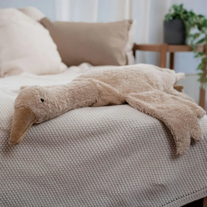 Doudou bouillotte en coton bio & laine Senger Naturwelt - Grande oie sable