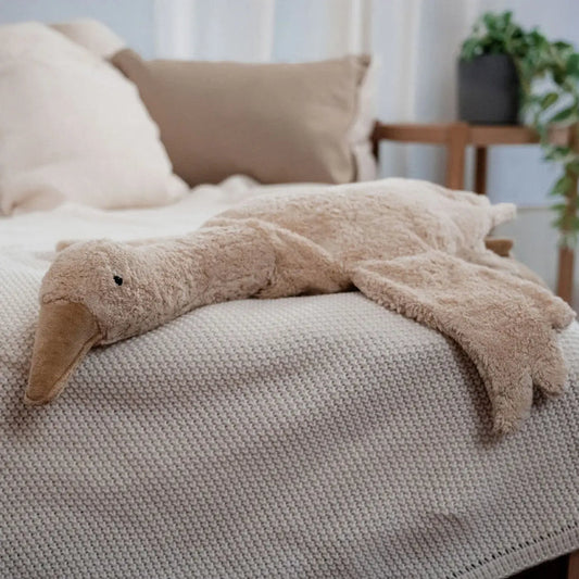 Doudou bouillotte en coton bio & laine Senger Naturwelt - Grande oie sable
