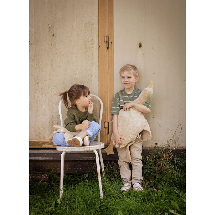 Doudou bouillotte en coton bio & laine Senger Naturwelt - Grande oie sable