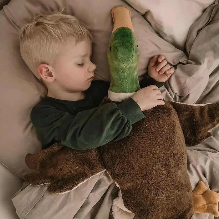 Doudou bouillotte en coton bio & laine Senger Naturwelt - Grand Canard