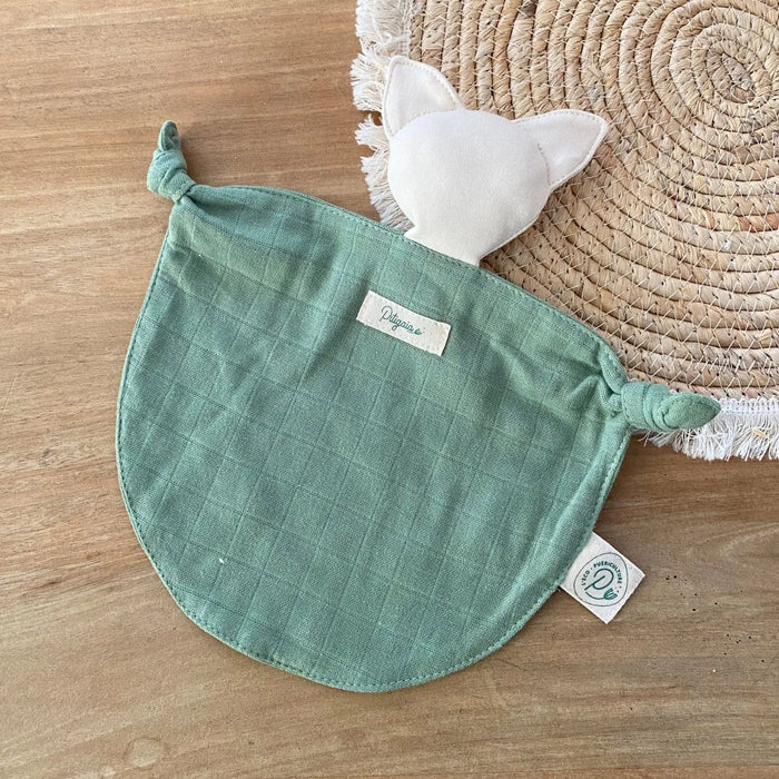 Doudou plat en coton bio Pitigaïa - Vert