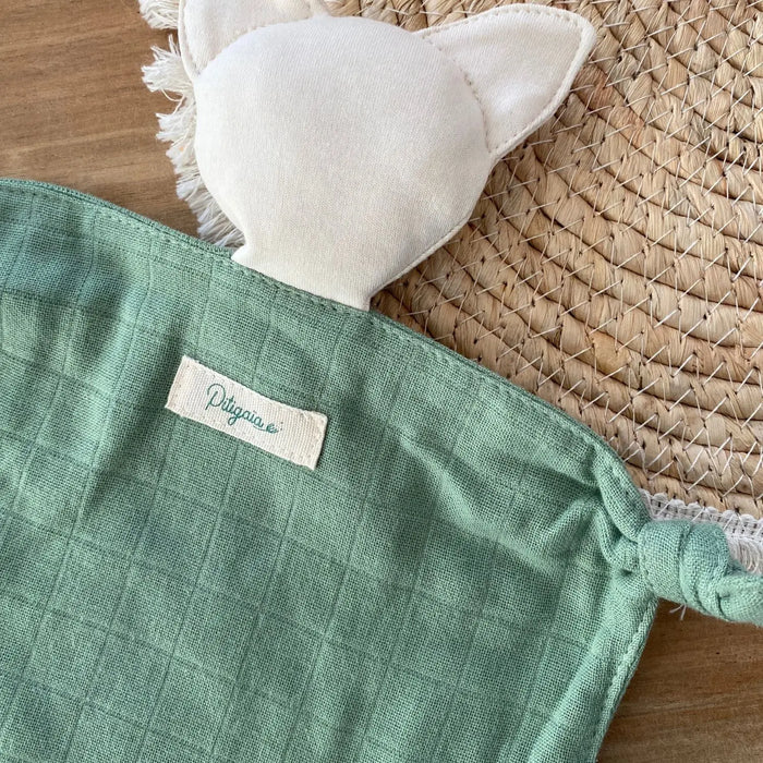 Doudou plat en coton bio Pitigaïa - Vert