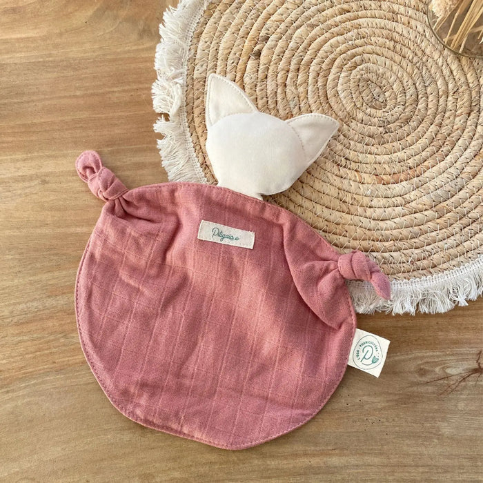 Doudou plat en coton bio Pitigaïa -Terracotta