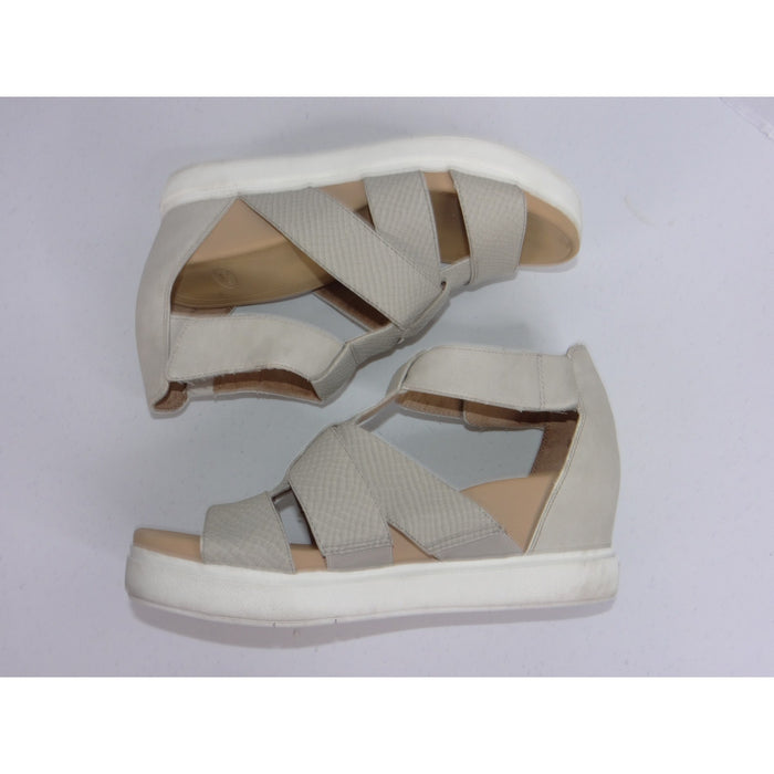 Dr. Scholl's Scramble Womens 10 Gray Snakeskin Wedge Platform Sandals Sporty1