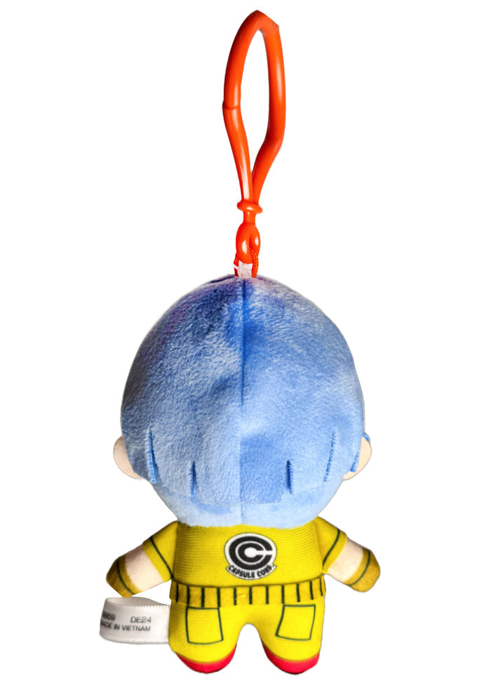 Bandai Dragon Ball Daima Bulma Plush Mascot Keychain in multicolor with chibi Bulma plush design and keychain clip — back view