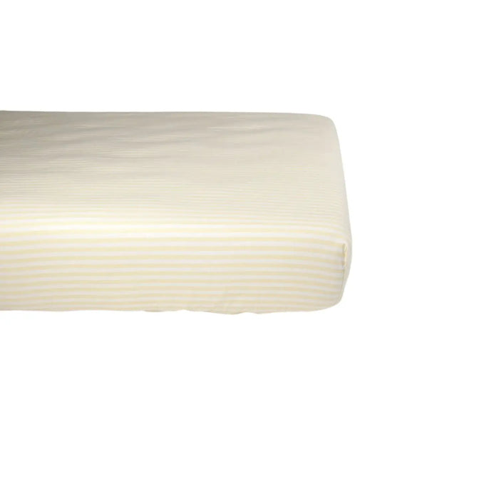 Drap-housse pour lit bébé en coton bio  Kadolis - Rayé jaune