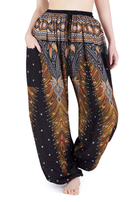 Drawstring Peacock Harem Pants - Lannaclothesdesign Shop