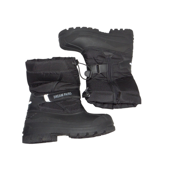 Dream Pairs Kids Black Insulated Waterproof Snow Boots Faux Fur Lined Size 30