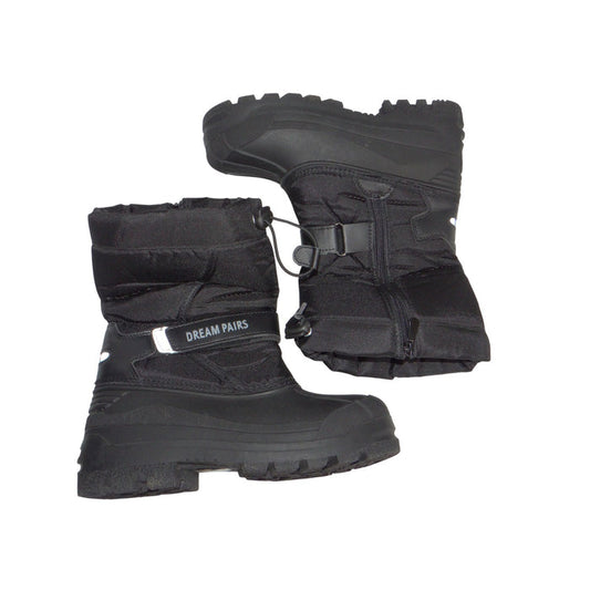 Dream Pairs Kids Black Insulated Waterproof Snow Boots Faux Fur Lined Size 30