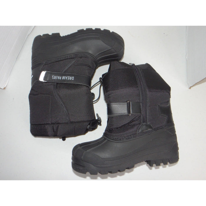 Dream Pairs Kids Black Insulated Waterproof Snow Boots Faux Fur Lined Size 31
