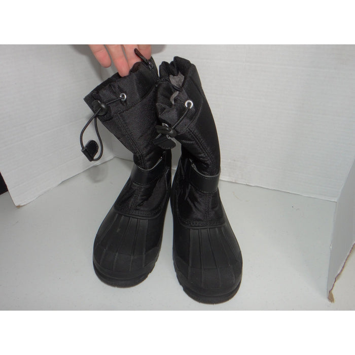 Dream Pairs Kids Black Insulated Waterproof Snow Boots Faux Fur Lined Size 34