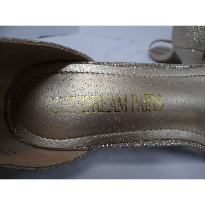 Dream Pairs Women Gold Glitter Ankle Strap Stiletto Heels Dress Shoes Size 6.52