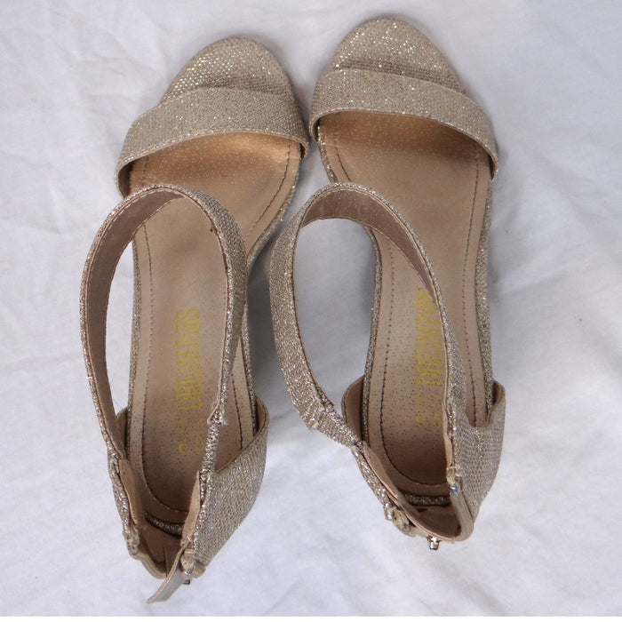 Dream Pairs Women Gold Glitter Ankle Strap Stiletto Heels Dress Shoes Size 6.53