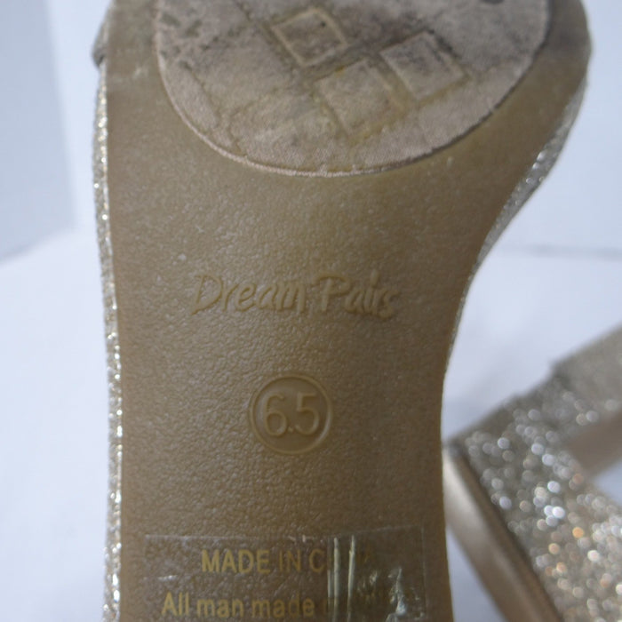 Dream Pairs Women Gold Glitter Ankle Strap Stiletto Heels Dress Shoes Size 6.55