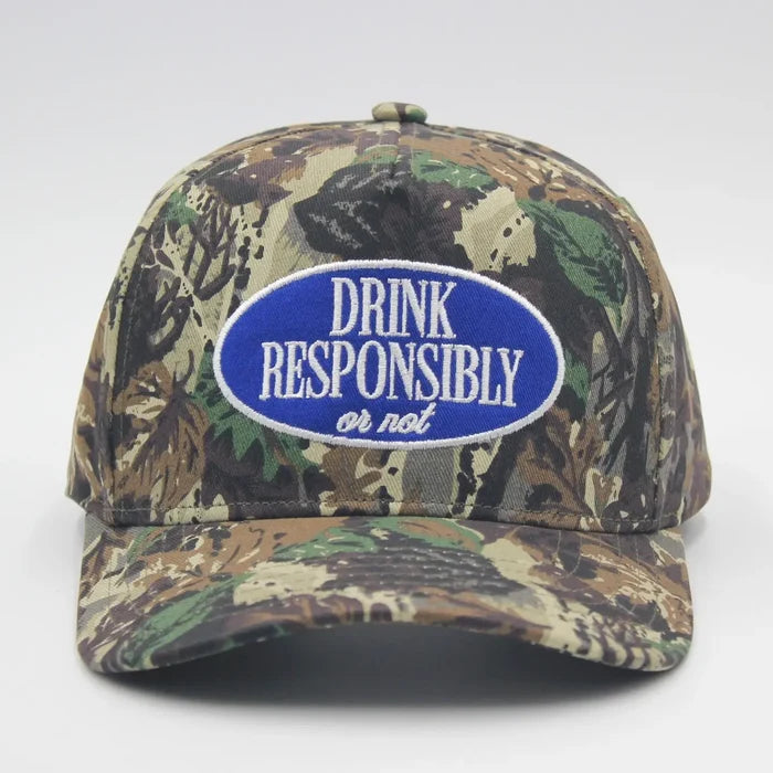 Drink Responsibly Camo Trucker Hat