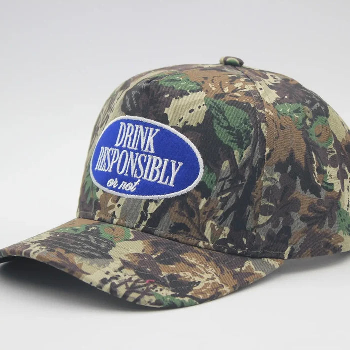 Drink Responsibly Camo Trucker Hat