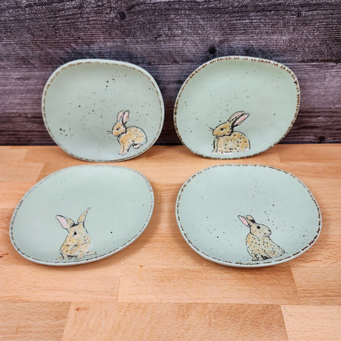 Easter Bunny Embossed Set of Plate 4 Aqua Color 5" (13cm) by Blue Sky Clayworks