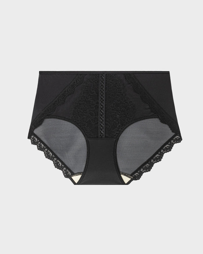 Elegant Antibacterial Mulberry Silk Mid-Waist Lace Panel Panties (3 Pack)