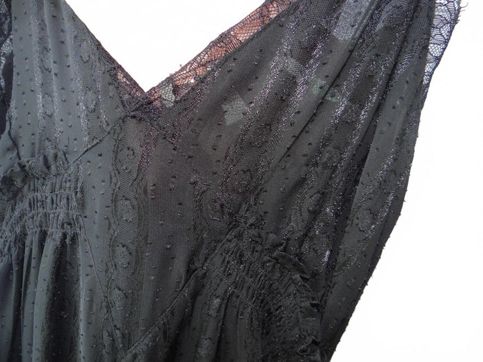 Elegant Black Lace Trimmed Jumpsuit   size 42