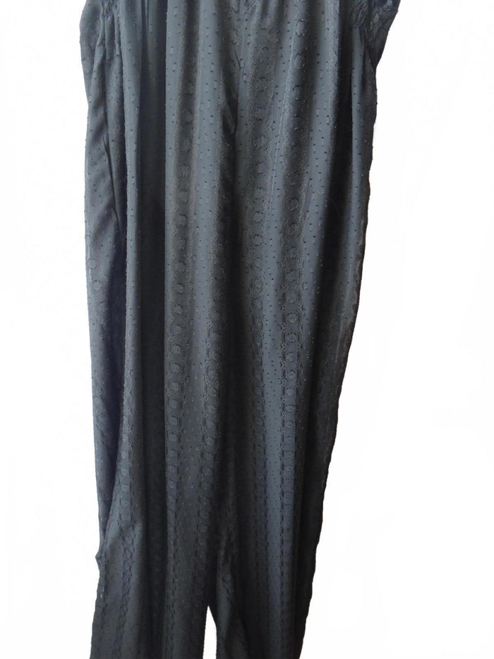 Elegant Black Lace Trimmed Jumpsuit   size 45