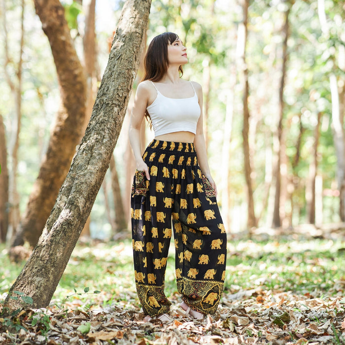 Elephant Big Gold Harem Pants - Lannaclothesdesign Shop
