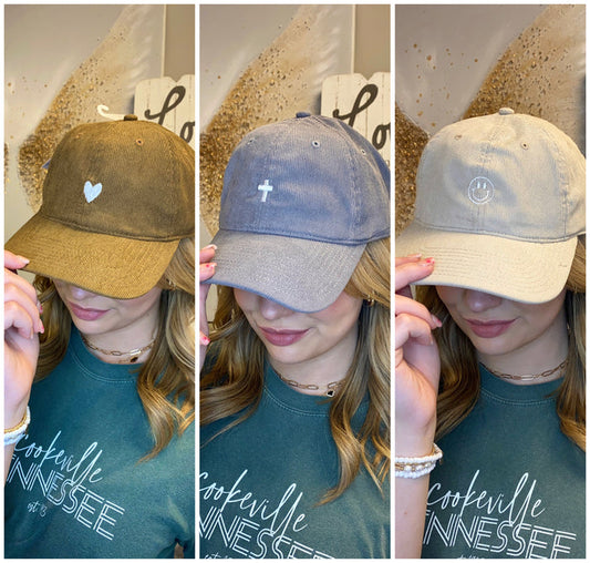 Embroidered Corduroy Caps