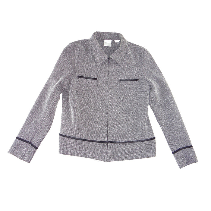 Emma James Petite Grey Textured Zip Up Jacket Liz Claiborne Size P0