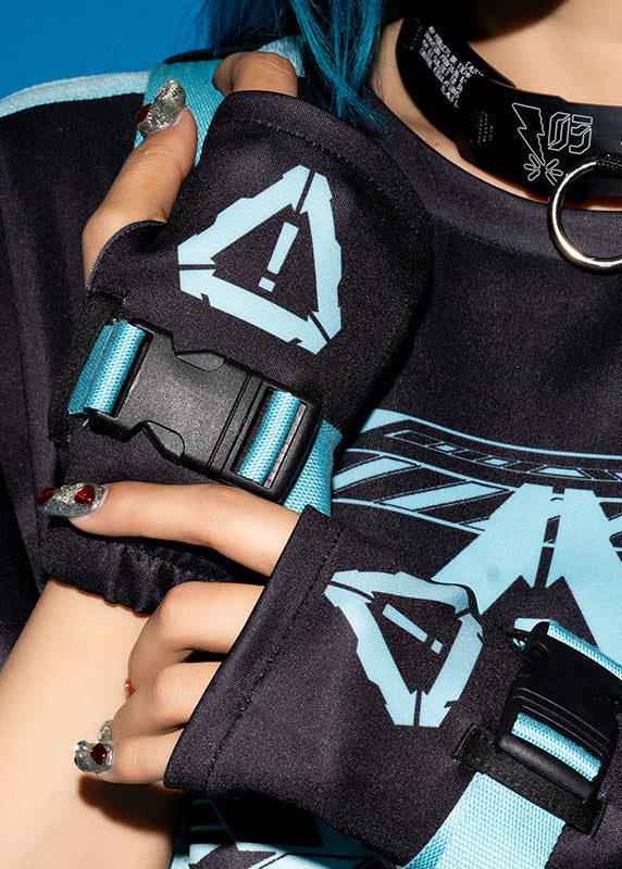 ACDC Rag Error Code Cyberpunk Tech Black Blue Arm Warmer — detail shot 2