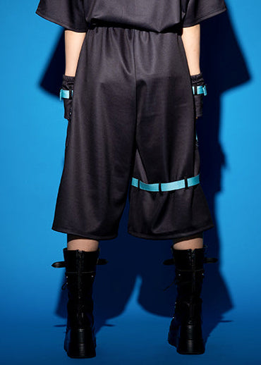 Error Code Cyberpunk Tech Black Blue Capri Cargo Pants