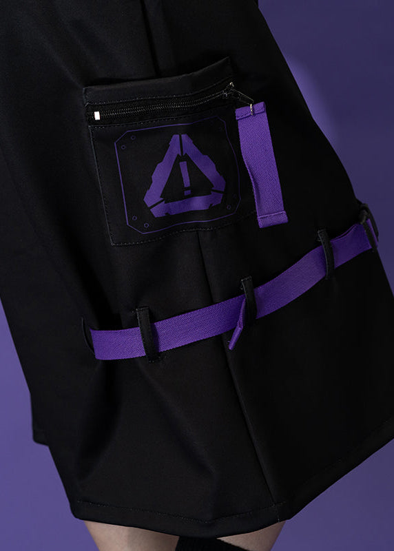 ACDC Rag Error Code Cyberpunk Tech Black Purple Capri Cargo Pants — detail shot 3
