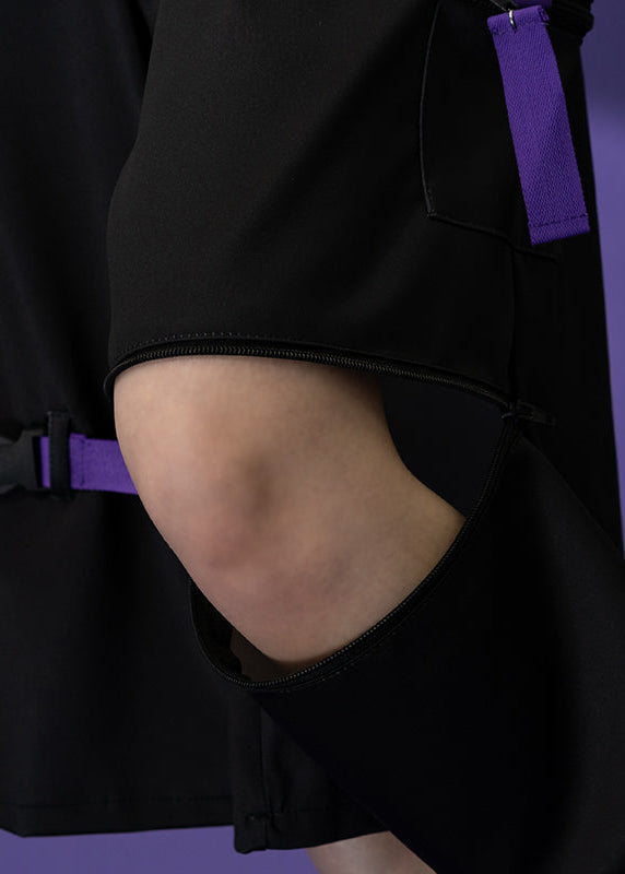 ACDC Rag Error Code Cyberpunk Tech Black Purple Capri Cargo Pants — detail shot 5