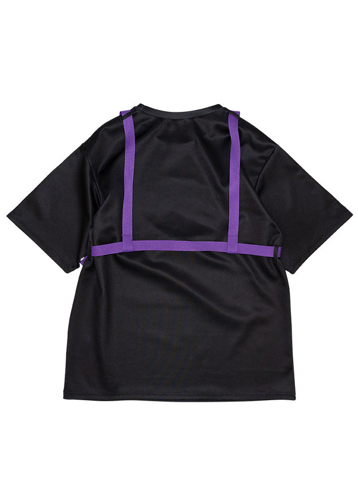 ACDC Rag Error Code Cyberpunk Tech Oversized Black Purple Tee — back view